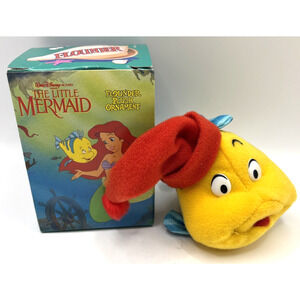 Vintage 1989 McDonalds Disney Little Mermaid Flounder Plush Ornament NIB